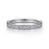 Gabriel 14K White Gold Baguette and Round Diamond Stackable Ring LR4572W44JJ
