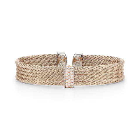 ALOR Carnation Cable Mini Cuff with 18kt Rose Gold & Diamonds 04-26-S651-11
