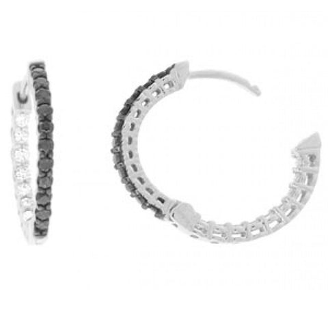 Sandra Biachi Black & White Diamond Hoop Earrings BK973