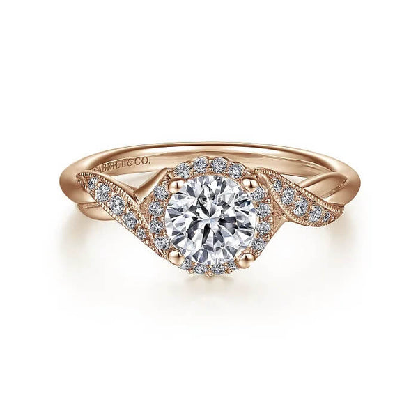 Gabriel & Co. Vintage Inspired Round Halo Diamond Engagement Ring ER11828R3K44JJ