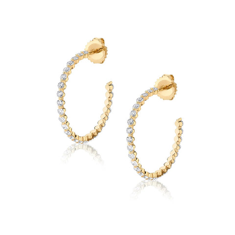 Michael M CLOUD 14K Yellow Gold Diamond Hoop Earrings ER390