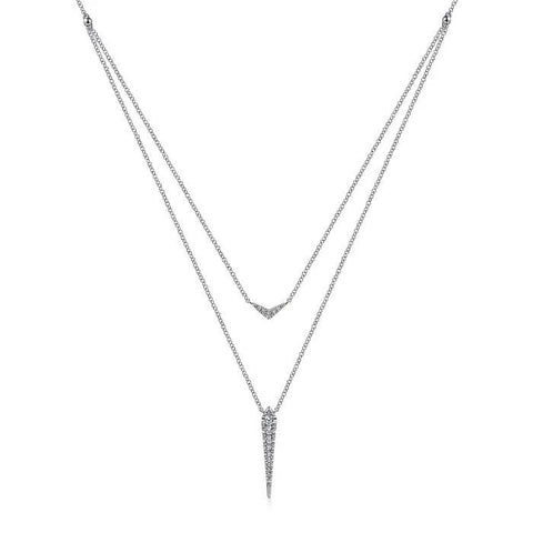 Gabriel & Co. Layered Pave Diamond Bar and Spike Pendant Necklace NK6009W45JJ