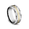 Benchmark Forge Comfort-Fit 8mm Tungsten & Yellow Gold Men's Wedding Band CF6842618KYTG