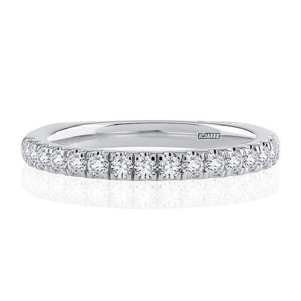 A.JAFFE Contemporary 18K White Gold Pavé Diamond Wedding Ring MRSRD2340/40
