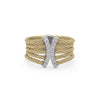 ALOR Classique 18K White Gold & Yellow Cable Diamond Ring 02-37-1926-11