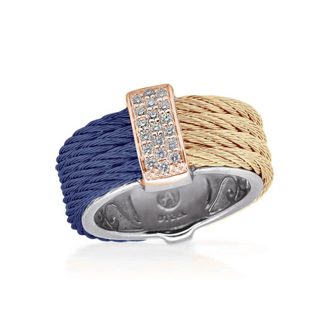ALOR Signature Blueberry & Carnation Cable Band Ring 02-48-1415-11