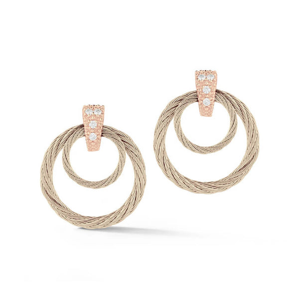 ALOR Droplet 18K Rose Gold Carnation Cable Earrings 03-26-S027-11