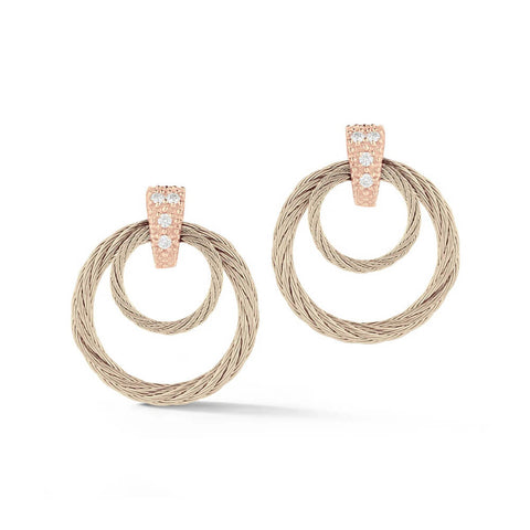 ALOR Droplet 18K Rose Gold Carnation Cable Earrings 03-26-S027-11