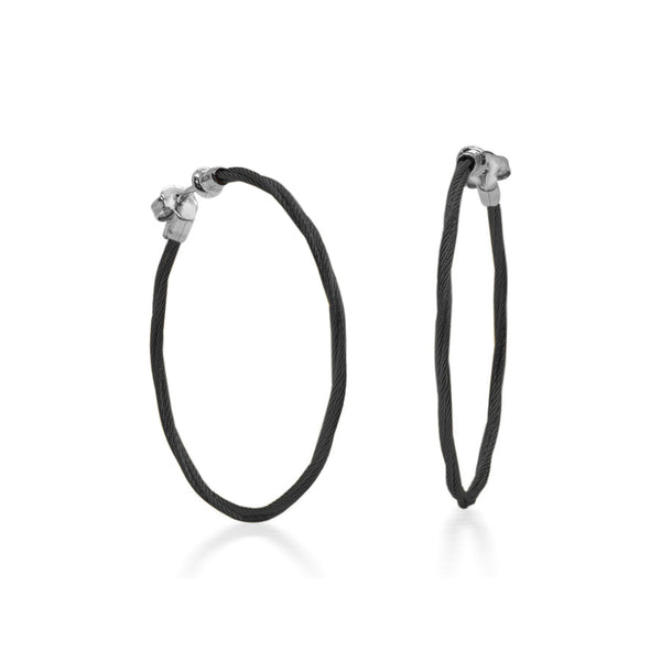 ALOR Classique Black PVD Cable Hoop Earrings 03-52-1001-00