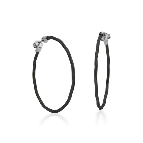 ALOR Classique Black PVD Cable Hoop Earrings 03-52-1001-00