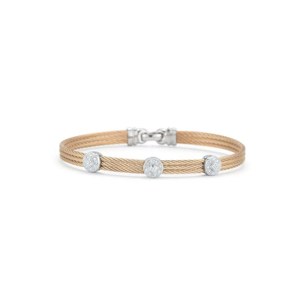 ALOR Rose Cable Diamond Bangle Bracelet 04-35-S832-11