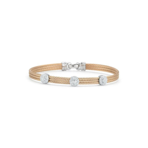 ALOR Rose Cable Diamond Bangle Bracelet 04-35-S832-11