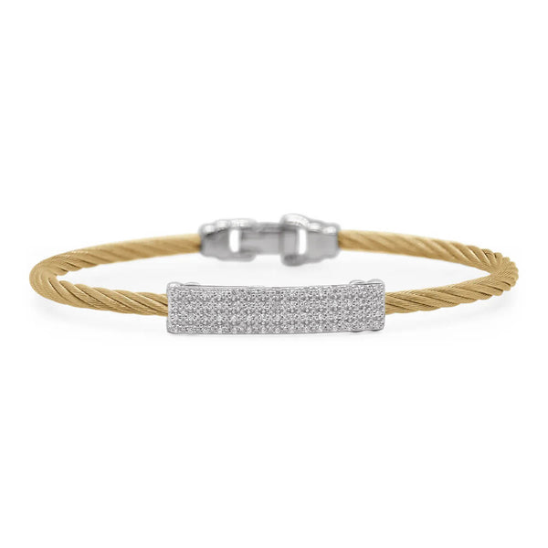ALOR 18K White Gold & Yellow Cable ID Station Bracelet 04-37-4054-11