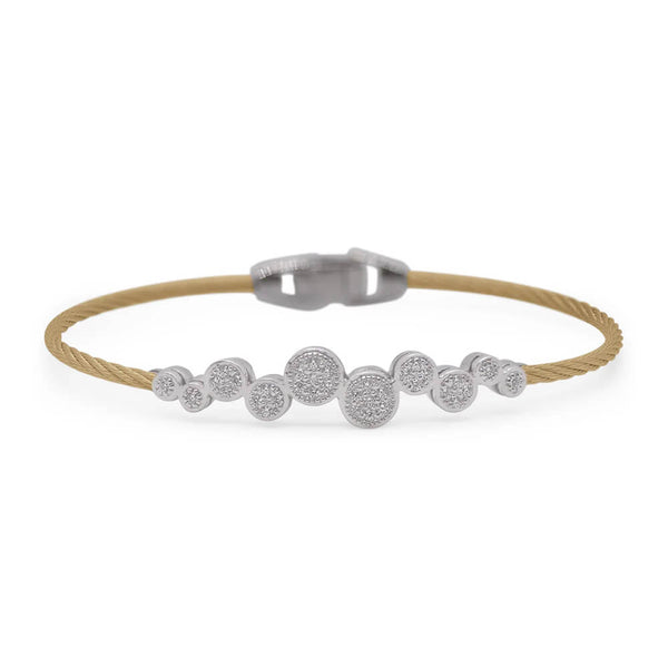 ALOR 14K White Gold with Yellow Cable Bubble Bracelet 04-37-6222-11