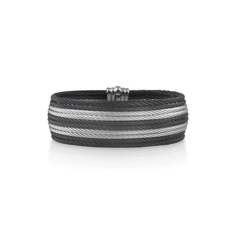 ALOR Black and Gray Cable Bangle Bracelet 04-54-0610-00