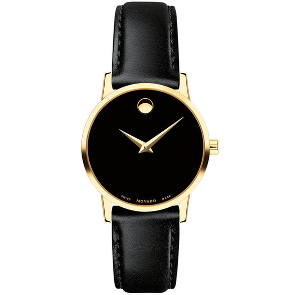 Movado Museum Classic Yellow PVD Leather Strap Women's Watch 0607275
