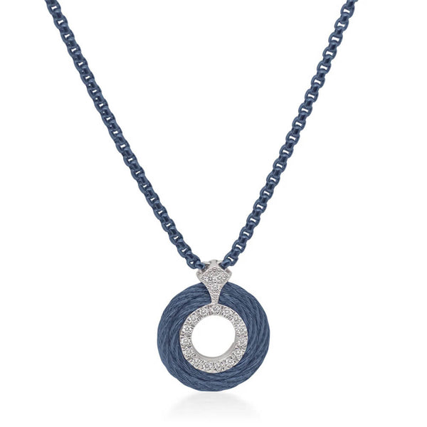 ALOR Petite Open Circle Blueberry Cable Necklace 08-64-0065-11