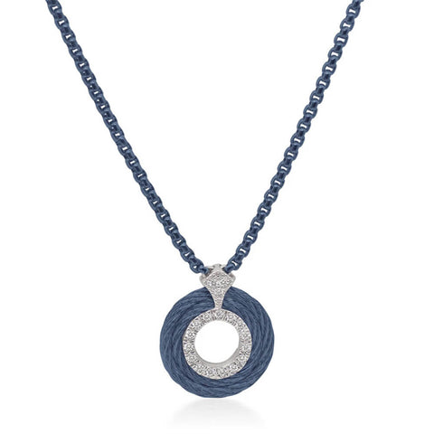 ALOR Petite Open Circle Blueberry Cable Necklace 08-64-0065-11