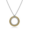 ALOR Large Open Circle Yellow & Gray Cable Diamond Necklace 08-34-1065-11