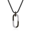 ALOR 14K White Gold Black Cable Diamond Paperclip Necklace 08-52-0820-11
