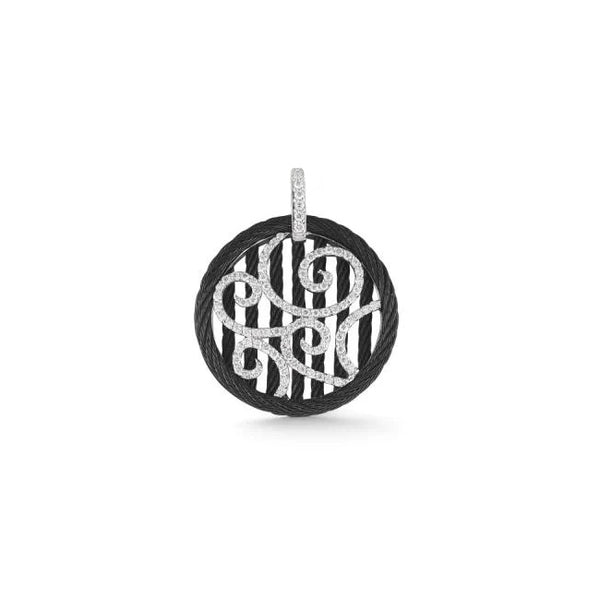 ALOR 18K White Gold Black Cable Diamond Pendant 08-52-0972-11