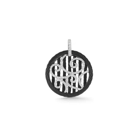ALOR 18K White Gold Black Cable Diamond Pendant 08-52-0972-11