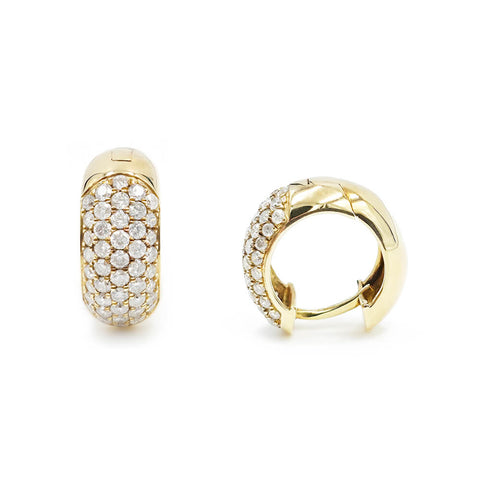 14K Yellow Gold Diamond Huggie Earrings, 1.25ct, 5.41g