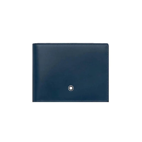 Montblanc Meisterstück Classic 6cc Animation Blue Leather Wallet w/ Money Clip 126205