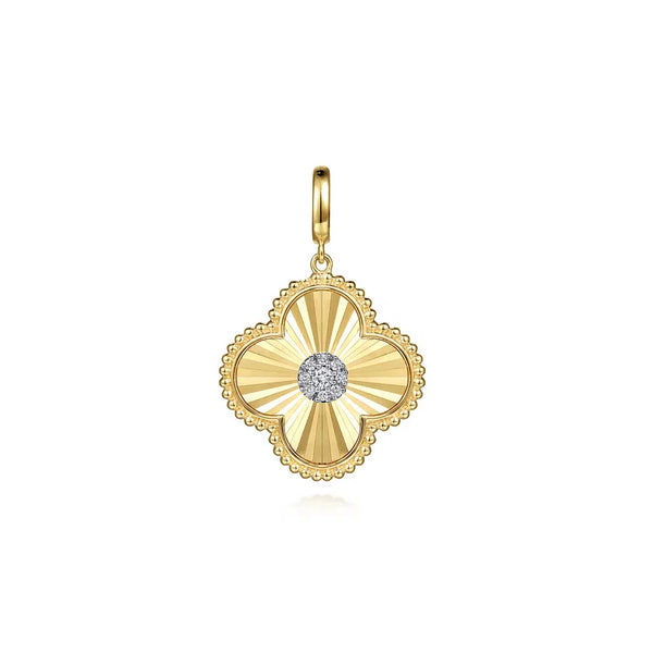 Gabriel 14K Yellow Gold Bujukan Diamond Cut Diamond Clover Medallion Pendant PT6601Y45JJ