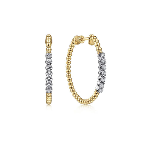 Gabriel 14K Yellow Gold 30mm Bujukan Diamond Classic Hoop Earrings EG13971Y45JJ