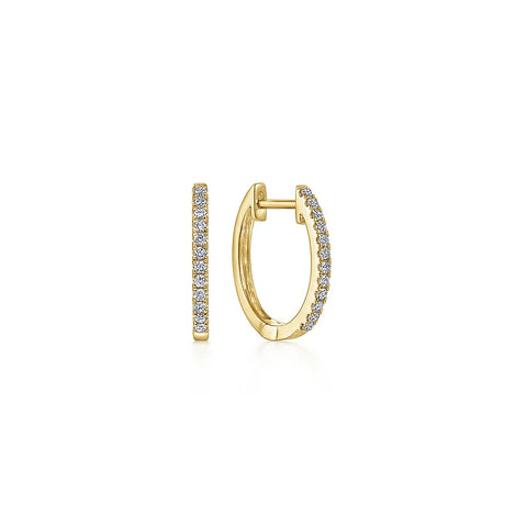Gabriel 14K Yellow Gold Classic 15mm Pave Diamond Huggies EG11122Y45JJ