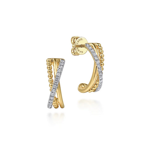 Gabriel 14K Yellow Gold Diamond Bujukan J Earrings EG15022Y45JJ