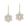 14K Yellow Gold Flower Design Drop Diamond Earrings