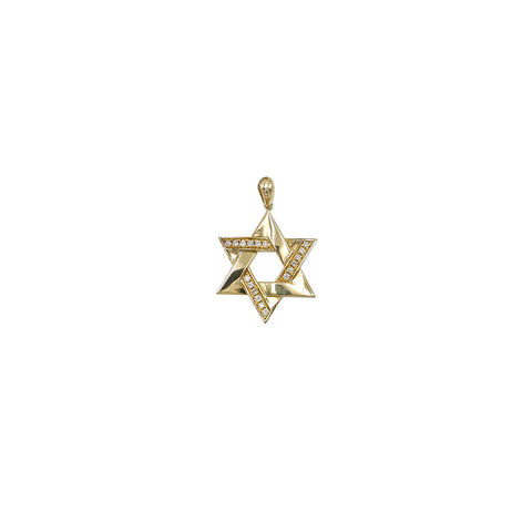 14K Yellow Gold Diamond Star of David Pendant, 2.68g