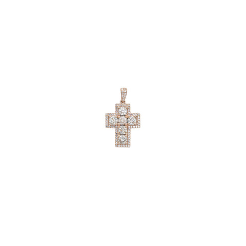 14K Rose Gold Diamond Cross Pendant, 1.73g