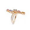 14K Rose Gold Diamond and Multi-Color Sapphire Ring, 4.42g, Size 7.0