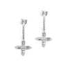 14K White Gold Diamond Cross Drop Earrings