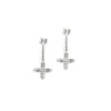 14K White Gold Diamond Cross Drop Earrings