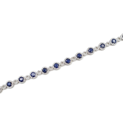 14K White Gold Diamond Sapphire Bracelet