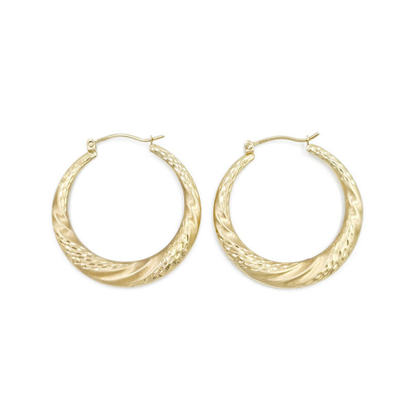 14K Yellow Gold Hoop Earrings, 34mm, 2.8mm, 3.3g
