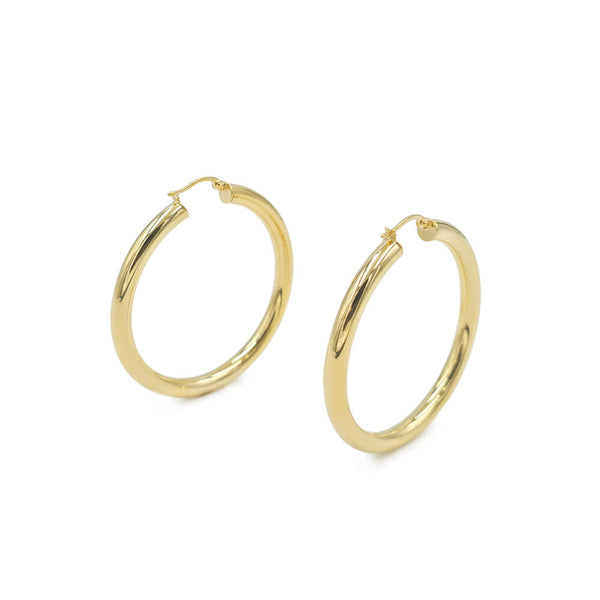 14K Yellow Gold Hoop Earrings, 43mm, 4.3g