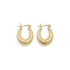 14K Yellow Gold Tapered Oval Hoop Earrings, 2.0g
