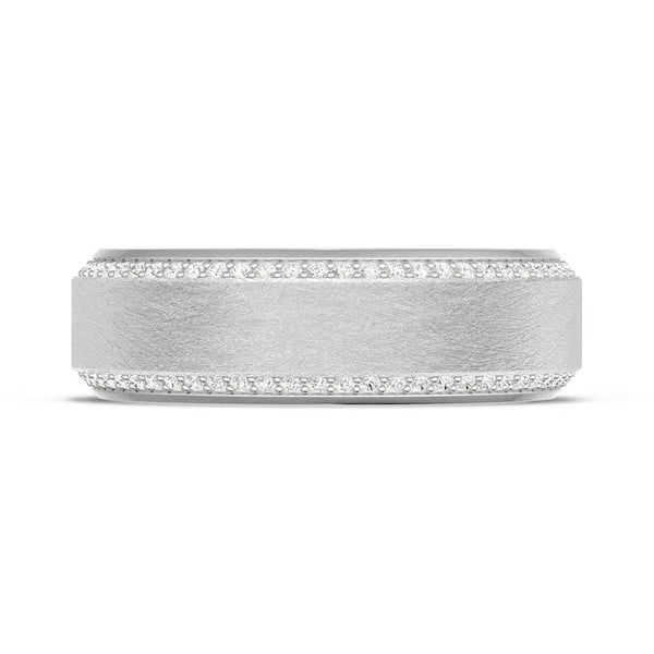 Tacori Bevel Edge 7mm Brushed Finish Diamond Wedding Band 1547WDBLG