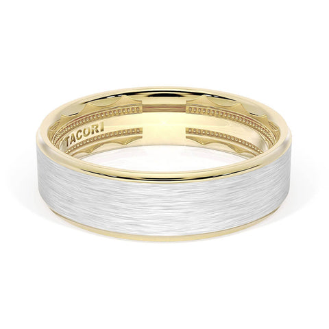 Tacori Classic Two-Tone Flat Brush Finish Wedding Band 166-6YWBSZB