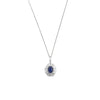 18K White Gold Diamond Sapphire Pendant