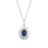 18K White Gold Diamond Sapphire Pendant