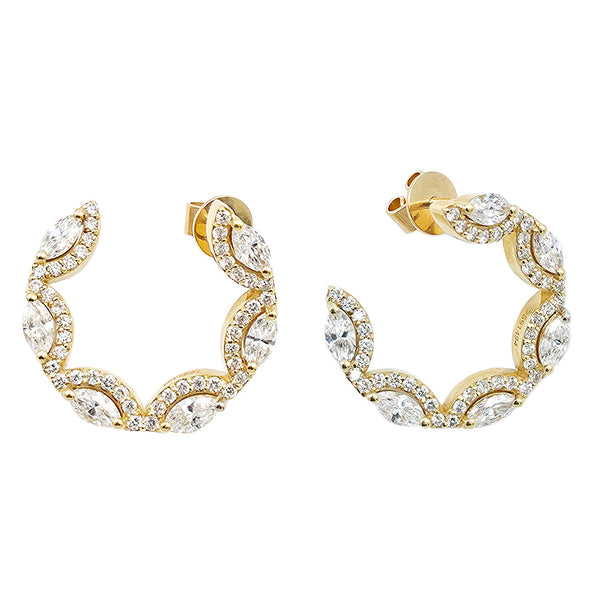 18K Yellow Gold Diamond Hoop Earrings, 1.77ctw, 7.12g