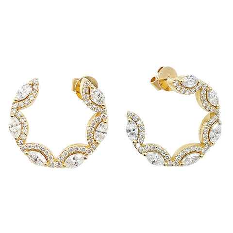 18K Yellow Gold Diamond Hoop Earrings, 1.77ctw, 7.12g