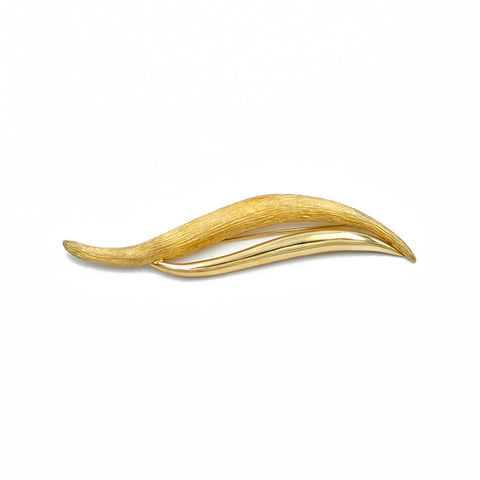 Estate 18K Yellow Gold Leaf Motif Pin / Brooch, 23.7gr