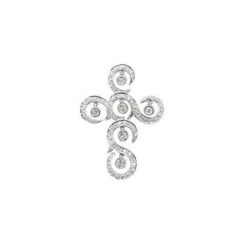 18K White Gold Diamond Cross Pendant Necklace, 3.47g